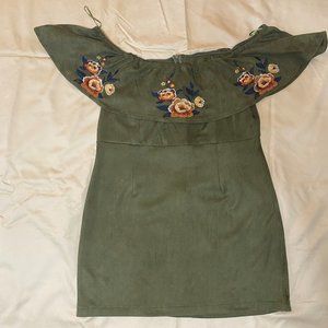 Lucky & Blessed Olive Green Suede Dress Size Large
